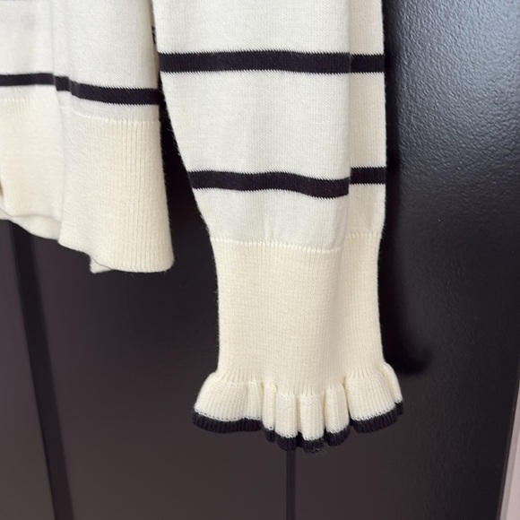 Talbots Striped Cream and Black Cardigan Sweater with Front Buttons. Size XL p - Picture 5 of 11